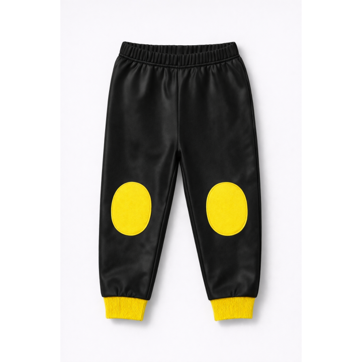 Pantalón con rodilleras redondas amarillas