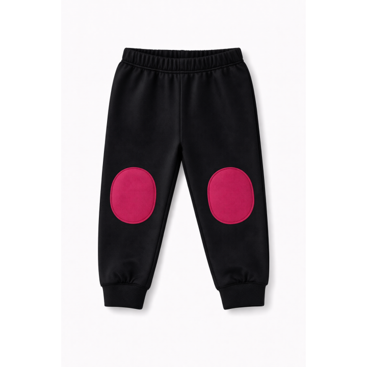 Pantalón con rodilleras redondas frambuesa